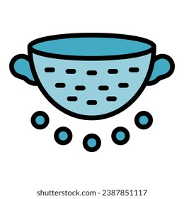 Spaghetti colander icon outline vector. Strainer sieve. Utensil crockery color flat