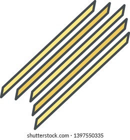 Spaghetti color icon. Long, thin pasta. Traditional Italian cuisine. Noodles. Spaghettoni, capellini. Long strips of unleavened dough. Culinary semi-finished product. Isolated vector illustration