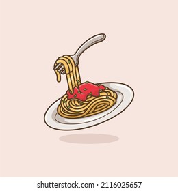 spaghetti cute cartoon. vector illustration for mascot logo or sticker