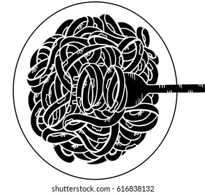 spaghetti doodle, hand drawing