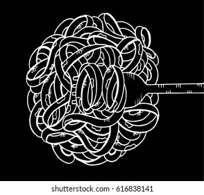 spaghetti doodle, hand drawing