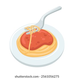 Spaghetti Emoji Icon Illustration. Italian Food Vector Symbol Emoticon Design Doodle Vector.