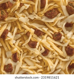 Spaghetti with falafel and green broccoli vector graphics realistic food pattern background