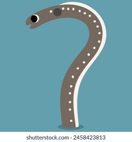 Spaghetti garden eel single 4 cute on a blue background, vector illustration.