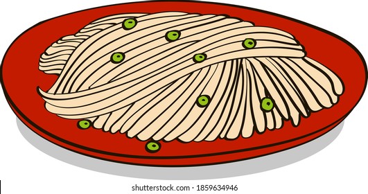 Spaghetti con doodle verde ilustración vectorial