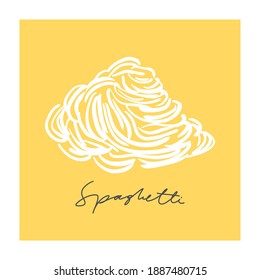 Ilustración de la pluma dibujada a mano de Spaghetti. Dibujo de tinta minimalista. Elemento de menú de comida esquemático