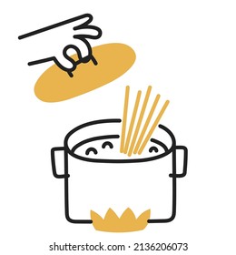 Spaghetti. Hand gezeichnetes Doodle-Kochsymbol.
