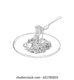 spaghetti Hand drawn sketch vector 