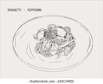 spaghetti Hand drawn sketch vector.