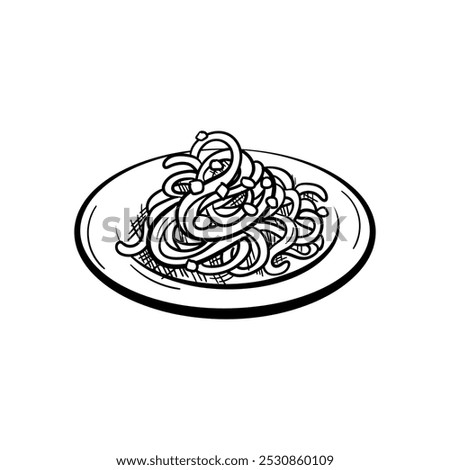 Spaghetti Hand-Drawn Food Vector Icon
