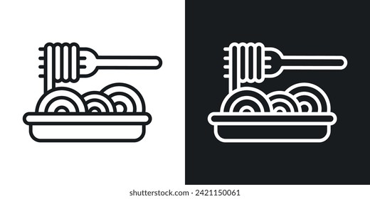 Spaghetti icon designed in a line style on white background.