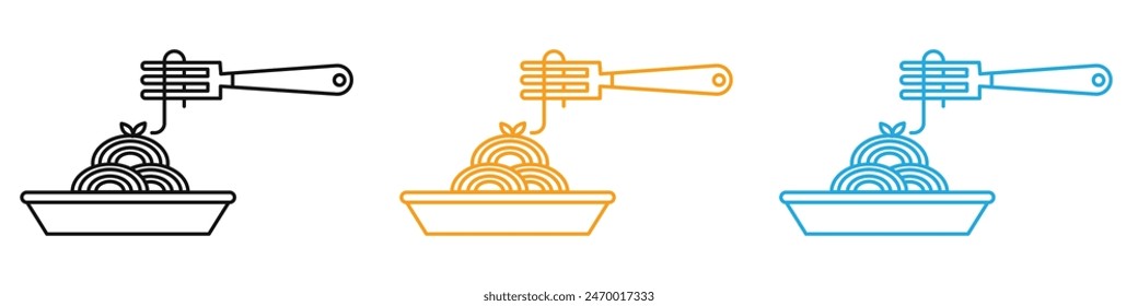 Spaghetti icon featuring a plate of pasta, ideal for Italian cuisine, restaurants, and culinary arts