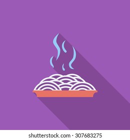 Spaghetti icon. Flat vector related icon with long shadow for web and mobile applications. It can be used as - logo, pictogram, icon, infographic element. Vector Illustration.