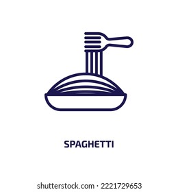 icono del spaghetti de la colección de hoteles y restaurantes. Espagueti lineal delgada, comida, icono de contorno de macarrones aislado en fondo blanco. Signo de espagueti vectorial de línea, símbolo para web y móvil