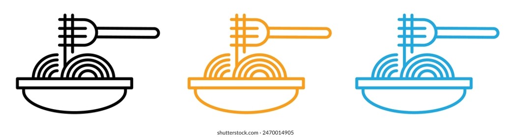 Spaghetti icon illustrating a bowl of pasta, ideal for Italian restaurants, culinary schools, and food blogs