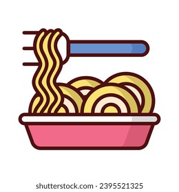 Icono de Spaghetti aísla la ilustración de material vectorial de fondo blanco.