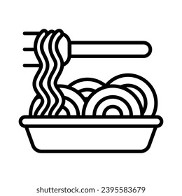 Icono de Spaghetti aísla la ilustración de material vectorial de fondo blanco.