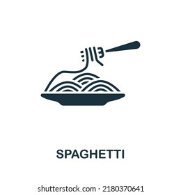 Spaghetti icon. Monochrome simple line Fastfood icon for templates, web design and infographics