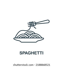 Icono de Spaghetti. Línea simple monocroma Icono de Fastfood para plantillas, diseño web e infografías