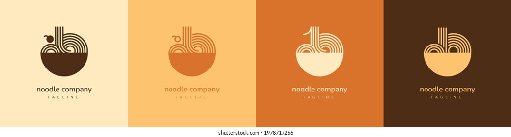 spaghetti icon in a plate. logo for a noodle company. abstract vector wok template. simple restaurant or cafe emblem