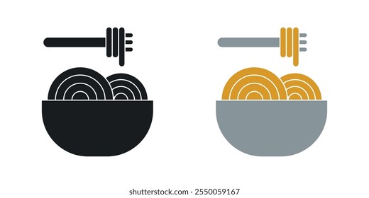 Spaghetti icon set in black and colored version