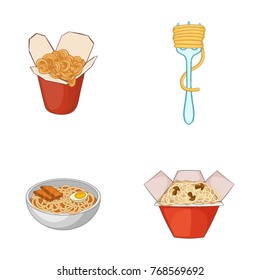 Spaghetti icon set. Cartoon set of spaghetti vector icons for your web design isolated on white background