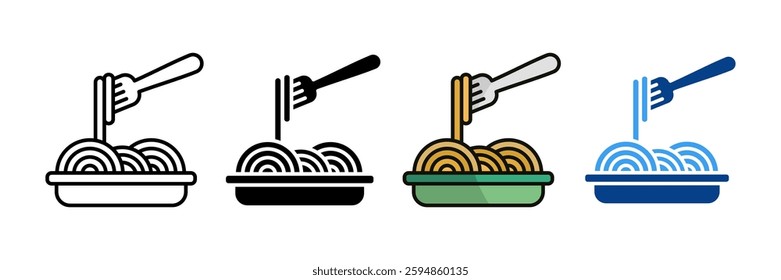 Spaghetti Icon Set Multiple Style Collection	