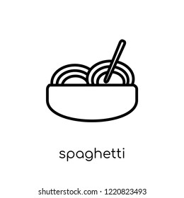 spaghetti icon. Trendy modern flat linear vector spaghetti icon on white background from thin line Restaurant collection, outline vector illustration