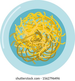 Spaghetti, illustration, vector on white background.
