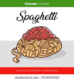 Ilustración vectorial de cocina italiana Spaghetti