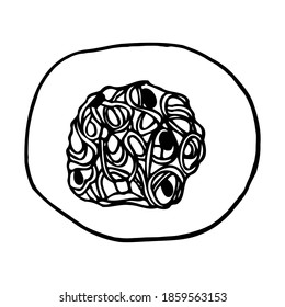 Spaghetti italian traditional food. Hand drawn sketch style. Vector illustration isolated on white background for restaurant menu and package design, poster, web.