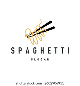 spaghetti logo design Italian noodle food with delicious taste with a simple minimalist concept, vintage illustration of a product brand template