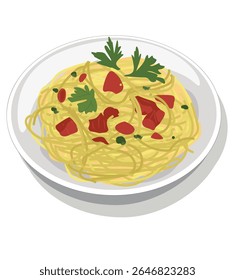 espaguete. refeição de delicioso espaguete bolonhês e salsa enfeite