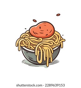 spaghetti with meatballs and tomato sauce. Classic pasta dish, isolated vector illustration. cartoon style vector