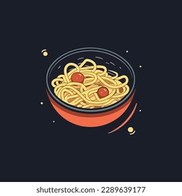 spaghetti with meatballs and tomato sauce. Classic pasta dish, isolated vector illustration. cartoon style vector