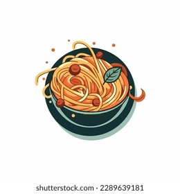spaghetti with meatballs and tomato sauce. Classic pasta dish, isolated vector illustration. cartoon style vector