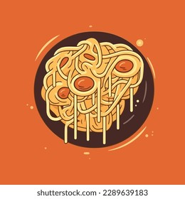 spaghetti with meatballs and tomato sauce. Classic pasta dish, isolated vector illustration. cartoon style vector