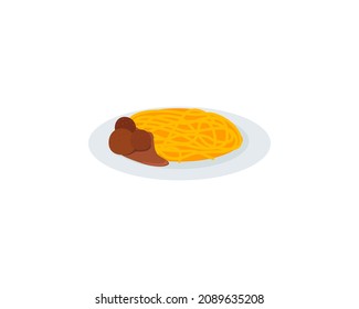 Spaghetti with meatballs vector isolated icon. Emoji illustration. Spaghetti with meatballs vector emoticon