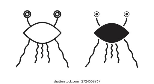 Spaghetti Monster Fliegendes Symbol im Doodle- und Strichstil.