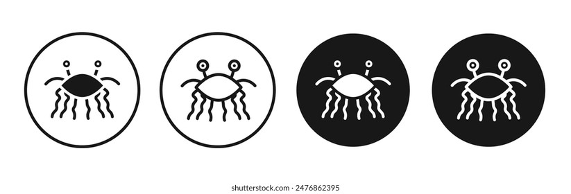 Spaghetti Monster Flying line vector icon set.