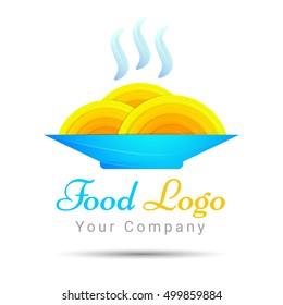 Spaghetti as nest, icon idea for italian restaurant brand Colorful Vector 3d Volume Logo Design Corporate identity