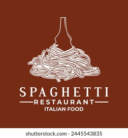 Spaghetti Noodles Restaurant Logo Vector de estilo simple