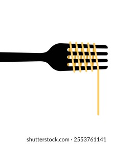 Spaghetti noodles vector. spaghetti noodles icon vector. fork vector.