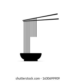 spaghetti on the chopsticks, vector illustration on white