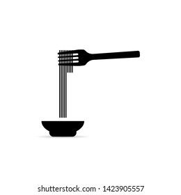 spaghetti on the fork with bowl