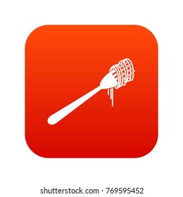 Spaghetti on a fork icon digital red for any design isolated on white vector illustration