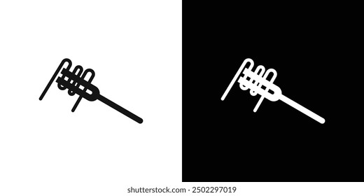 Spaghetti on a fork icon logo set vector