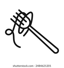 Spaghetti on a fork icon mark in filled style