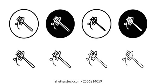 Spaghetti on a fork icon Symbol mark in filled style