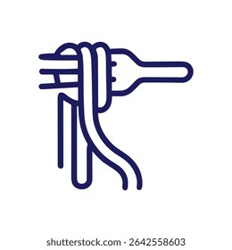 Spaghetti on fork minimal illustration. Icon symbol illustration